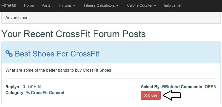 Screen shot of how to close your CrossFit Question https://www.getstrong.fit