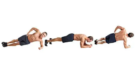 man performing the Elbow-rotating-plank https://get-strong.fit/Plank-Rotation-How-To-Exercise-Guide/Exercises