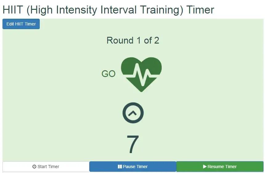 HIIT Timer Active Screen View https://www.getstrong.fit/Fitness