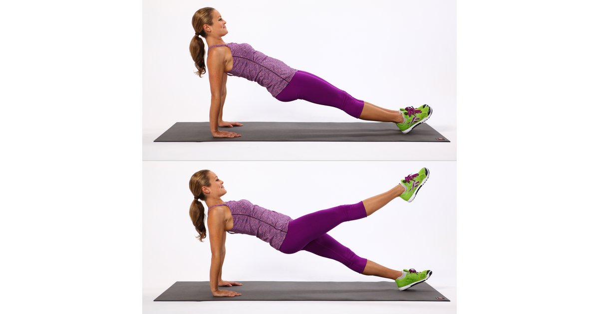 woman showing how to perform the reverse plank leg lift https://get-strong.fit