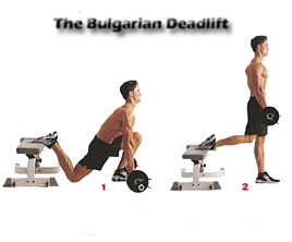 man showing how to perform the Bulgarian Deadlift