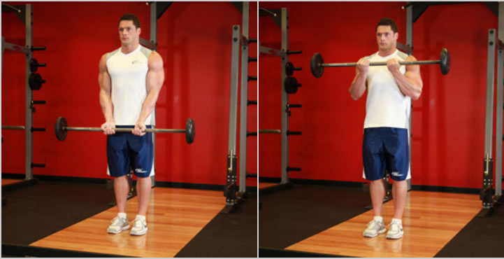 man showing how to do the Close Grip Barbell Exercise