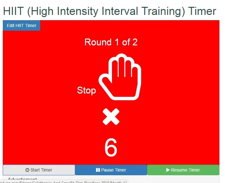 HIIT Timer Rest Screen View https://www.getstrong.fit/Fitness